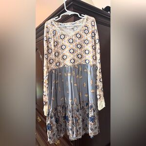 Matilda Jane 435 Floral Kids Maxi Top in Blue and Cream